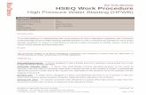 Rio Tinto Minerals HSEQ Work Procedure HPW… · Rio Tinto Minerals HSEQ Work Procedure High Pressure Water Blasting (HPWB) Introduction To provide guidance on implementing safe work