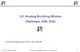 L9: Analog Building Blocks (OpAmps, A/D, D/A)web.mit.edu/6.111/www/s2004/LECTURES/l9.pdf · Sample/ Hold − + 1-bit Amplifier A/D Converter D/A Converter 2 Saplme/ Hold − + 1-bit