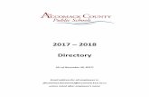 2017 – 2018 Directoryaccomack.k12.va.us/HR/2017-18 Employee Directory.pdf · Ms. Della Jordan, Asst. Principal . P. O. Box 69 . 8210 Lankford Highway . Oak Hall, Virginia 23416