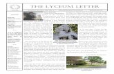 The Lyceum letter · 2011-01-04 · The Lyceum letter Dear liturgies in which they worship, students at the Friends, Christ is born! ... calculus. Lyceum students ar e able to make