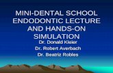 MINI-DENTAL SCHOOL ENDODONTIC LECTURE AND HANDS-ON … · 2012-05-29 · MINI-DENTAL SCHOOL ENDODONTIC LECTURE AND HANDS-ON SIMULATION Dr. Donald Kleier Dr. Robert Averbach Dr. Beatriz