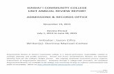 HAWAIʻI COMMUNITY COLLEGE UNIT ANNUAL REVIEW REPORT ...hawaii.hawaii.edu/files/program-unit-review/docs/2015_admissions... · UNIT ANNUAL REVIEW REPORT ADMISSIONS & RECORDS OFFICE