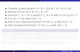 If (a b 2f a b f if 8b 9 1 a with f a) = b f 8b 9 a f a b ...stacho/macm101-3.pdf · Cartesian (cross) product A B = f(a;b) ja 2A;b 2Bg Relation R from A to B, R A B Function f :