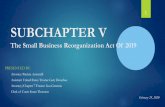 SUBCHAPTER V The Small Business Reorganization Act Of 2019...SBRA allows for either standing or case-by-case trustees. Both standing and case-by-case trustees have the same duties.