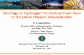 Briefing on Hydrogen Production from Coal and Carbon ... · Hydrogen From Coal Mission and Goals Central Production Pathway Goal – By 2016, prove the feasibility of a 60% efficient,