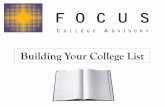 Building Your College List - files.ctctcdn.comfiles.ctctcdn.com/75d2cbbe201/7d914850-8d69-4074-a919-20601d5… · For Freshman and Sophomores $ Freshman Year: Keep it Simple! $ Good