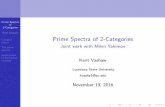 Prime Spectra of 2-Categories - University of Iowahomepage.math.uiowa.edu/~fbleher/CGMRT2016/Slides/... · Prime Spectra of 2-Categories Kent Vashaw Category theory The prime spectra