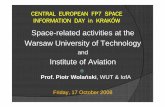 Space-related activities at the Warsaw University of Technology7pr.kpk.gov.pl/pliki/9030/Piotr Wolanski.pdf · 2014-04-13 · Space-related activities at the ... Research – Development