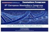 com 11th European Biosimilars Congress · 2017-05-25 · Analytical Strategies for Biosimilars Regulatory Approach of Biosimilars ... CMC considerations for biosimilar drug development