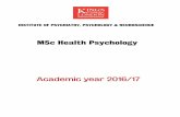 MSc Health Psychology - King's College London · The MSc Health Psychology (Stage 1) aims to lay the foundations for students to become a Chartered Member of the British Psychological