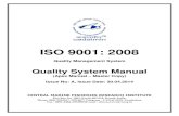 ISO 9001: 2008eprints.cmfri.org.in/10242/1/CMFRI_ISO.pdf · Quality System Manual - ISO 9001: 2008 QMS Introduction, Scope and Exclusions ISO 9001:2008 Quality Manual Issue: A Reviewed