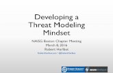Developing a Threat Modeling Mindset - Robert Hurlbut€¦ · Developing a Threat Modeling Mindset NAISG Boston Chapter Meeting March 8, 2016 Robert Hurlbut RobertHurlbut.com •
