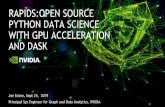 RAPIDS:OPEN SOURCE PYTHON DATA SCIENCE WITH GPU ... · Benchmark 200GB CSV dataset; Data prep includes joins, variable transformations CPU Cluster Configuration CPU nodes (61 GiB