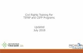 Civil Rights Training For TEFAP and CSFP Programs Updated ... · Civil Rights guidance for USDA Foods program can be found in FNS-113. ... Goals of Civil Rights Equal and consistent