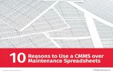 10 Reasons to Use a CMMS over Maintenance Spreadsheets · ADANTAGES OF CMMS OER SPREADSEETS FTMAINTENANCE CMMS | 10 REASONS TO USE A CMMS OVER SPREADSHEETS 4 Another benefit of computerized