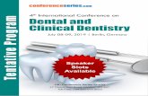th Dental and Tentative Program Clinical Dentistry · 2019-04-04 · • Oral Session 1 Clinical Dentistry ... Denmark. Postgraduate taught courses in Oral Biology/Pathology, Dental