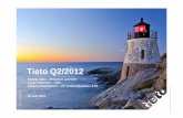 Tieto Q2/2012 · Q1/11 Q2/11 Q3/11 Q4/11 Q1/12 Q2/12 Sales, MEUR EBIT excl one-off items, % Global Accounts Challenging telecom R&D market Sales at EUR 170, down by 12% • Decreased