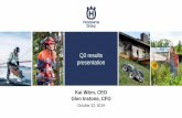 Q3 results presentation - Husqvarna Group · Q3 results presentation Kai Wärn, CEO Glen Instone, CFO October 22, 2019. Husqvarna Group –third quarter in summary 2 • Net sales