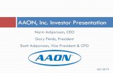 AAON, Inc. Investor Presentation · AAON, Inc. Investor Presentation Q3 2019. ... forward-looking statements which include management’s assessment of future plans and operations