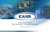 Exar Corporation Q3 Fiscal 2017 Financial Resultscontent.stockpr.com/exar/db/91/1728/earnings_presentation... · 2017-02-01 · § Sale of iML completed in November 2016. § Q3’17