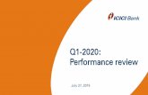 Q1-2020: Performance review - ICICI Bank · 1. Interest on income tax refund of ` 1.84 bn in Q1-2020 (FY2019: ` 4.48 bn, Q1-2019: ` 0.08 bn, Q4-2019: ` 4.14 bn) 2. Includes dividend