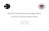 CSE373: Data Structures & Algorithms Lecture 6: …...Binary Trees Winter 2015 CSE373: Data Structures & Algorithms 6 • Binary tree: Each node has at most 2 children (branching factor