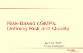 Risk-Based cGMPs: Defining Risk and Qualitypqri.org/wp-content/uploads/2015/08/pdf/RiskBased042203.pdf · Change the focus from controlling GMP requirements to controlling the “Risk