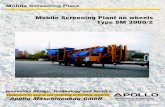 Mobile Screening Plant on wheels Type SM 3000/2 · Mobile Screening Plant SM 3000/2 on wheels Mobile Screening Plant with Double deck vibrating screen 2.900 x 1.230 mm For screening