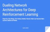 Reinforcement Learning Architectures for Deep · Dueling Network Architectures for Deep Reinforcement Learning Paper by: Ziyu Wang, Tom Schaul, Matteo Hessel, Hado van Hasselt, Marc