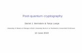 Post-quantum cryptographytanja-20190610-pqcrypt… · Post-quantum cryptography I Motivation #1: Communication channels are spying on our data. I Motivation #2: Communication channels