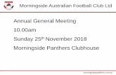 Morningside Panthers Clubhousemorningsidepanthers.com.au/resources/Strategy/AGM...•First year business revenue used to equip and fit out Gym –MFG accepted $20K of MAFC Debt - Excellent
