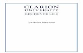 Handbook 2019-2020 - Clarion University of Pennsylvania · Residence Life Handbook 2019-2020 3 This handbook will assist you in obtaining necessary information concerning University