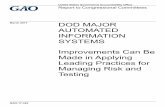 GAO-17-322, DOD MAJOR AUTOMATED …United States Government Accountability Office Highlights of GAO-17-322, a report to congressional committees March 2017 DOD MAJOR AUTOMATED INFORMATION