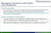 Managing Transitions With Adults With Disabilities Managing Transitions with Adults with Disabilities