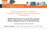 Q1 Productions 2 Annual European Medical Device Regulation ... · Several regulations recasts working in silos (datat protection, environment, radiation, EMF, MDD…) •Bringing
