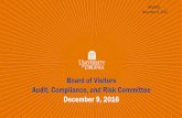 Board of Visitors Audit, Compliance, and Risk Committee ... ACR Meeti… · Board of Visitors Audit, Compliance, and Risk Committee December 9, 2016 1 REVISED December 6, 2016