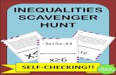 INEQUALITIES SCAVENGER HUNT · Scavenger Hunt Student Work Sheet Name _____ Directions: Place the letter for each problem in the boxes at the top in the order you complete the problems.
