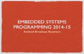 EMBEDDED SYSTEMS PROGRAMMING 2014-15fantozzi/esp1415/files... · BROADCAST RECEIVERS (1/3) Respond to system-wide broadcast announcements Handled via the BroadcastReceiver abstract