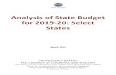 Analysis of State Budget for 2019-20: Select States · Analysis of State Budget for 2019-20: Select States March 2019 PHD RESEARCH BUREAU PHD CHAMBER OF COMMERCE AND INDUSTRY PHD