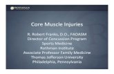 Core Muscle Injuries · Core Muscle Injuries R. Robert Franks, D.O., FAOASM Director of Concussion Program ... • Avulsion Fractures • Hip Pathology – Labral Tear, FAI, Snapping