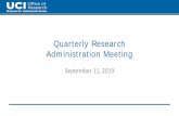 Quarterly Research Administration Meeting · 5 • October 9, 2019 10AM-3PM • Student Center, Pacific Ballroom • Register at technoexpo.uci.edu • Visit Electronic Research Administration