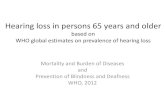 Hearing loss in persons 65 years and older - WHO · In 2012, WHO released new estimates on the magnitude of disabling hearing loss. The estimates are based on 42 population-based