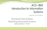 Functional Area Systems Marketing Information Systems · 2020-02-02 · Sales Force Automation (SFA) Systems Sales Process/Activity Management Include a sequence of sales activities