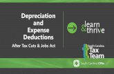 Depreciation and Expense Deductions · Depreciation changes made by TCJA Bonus Depreciation - Written Binding Contract vs. Substantial Construction ... Under PATH Act, easy to meet