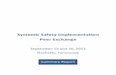 Systemic Safety Implementation Peer Exchange€¦ · Safety Implementation Peer Exchange on September 15 and 16, 2015, in Nashville, Tennessee. The peer exchange provided a forum