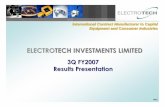 ELECTROELECTROTECH INVESTMENTS LIMITEDTECH INVESTMENTS LIMITEDelectrotech.listedcompany.com/misc/ElectroTech... · ELECTROELECTROTECH INVESTMENTS LIMITEDTECH INVESTMENTS LIMITED 3Q