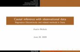 Causal inference with observational data · Regression Discontinuity (RD) More Causal inference with observational data Regression Discontinuity and related methods in Stata Austin