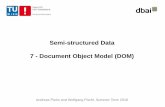 Semi-structured Data 7 - Document Object Model (DOM) · 2016-04-13 · DOM - Document Object Model • A tree-based API for reading and manipulating documents like XML and HTML •