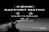 MATCH REPORT RAPPORT MATCH WALES VS IRELAND...WALES VS IRELAND 25 - 7 samedi, 16. mars 2019 RAPPORT MATCH. Hadleigh Parkes Jordan Larmour ... Wales RESUME Ireland 57 Percussions 113