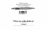 Missouri Herpetological Association Newsletter #13 (2000)mha.moherp.org/wp/wp-content/uploads/publications/mhan13.pdf · Dwight R. Platt. Ecology of the Alligator Snapping Turtle,